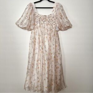 Worth Cream Floral Midi Dress